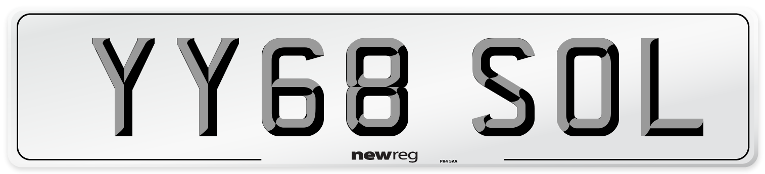 YY68 SOL Number Plate from New Reg